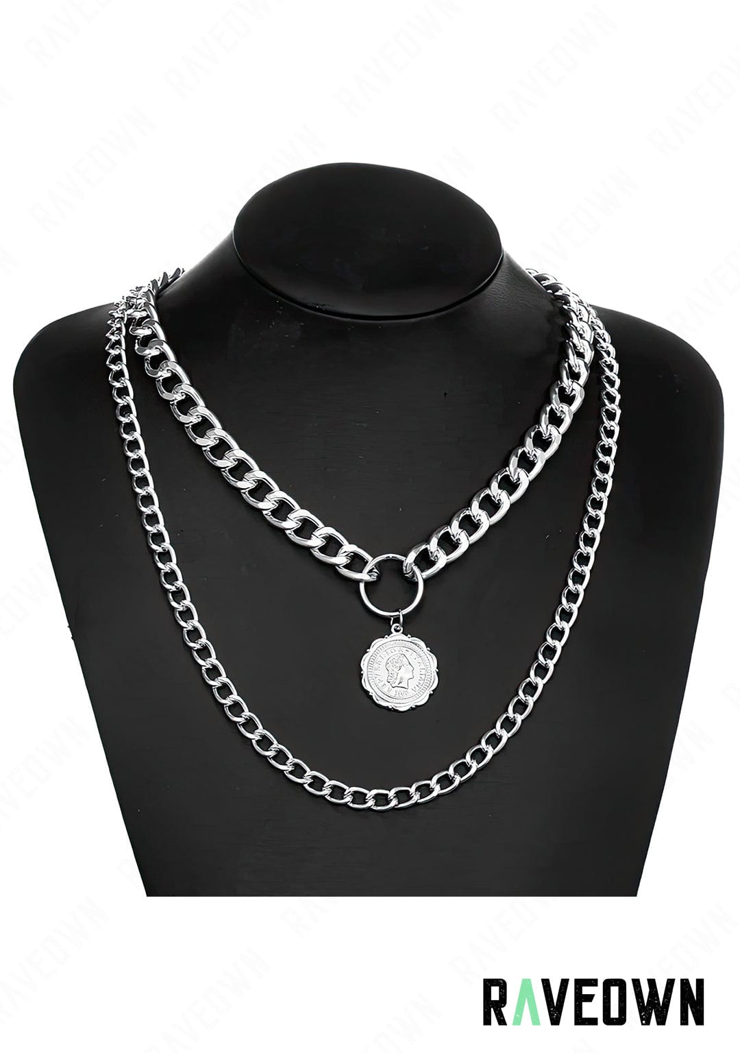 RAVEOWN | Collier Double Chaînes avec Pièce | Nektra Argenté