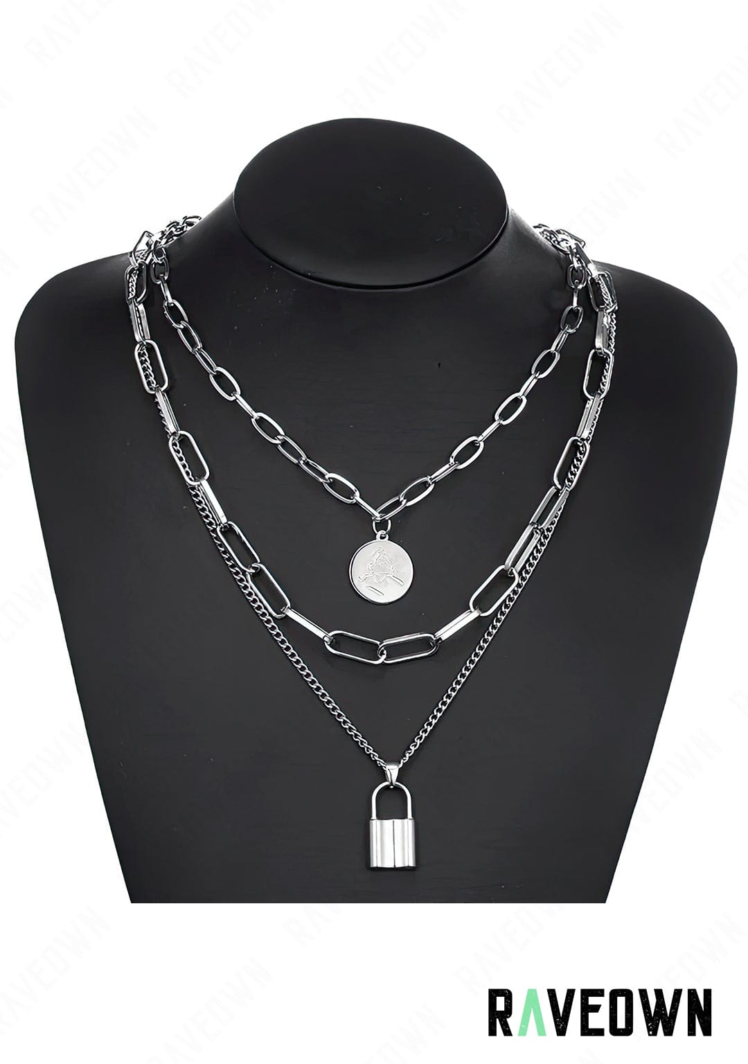 RAVEOWN | Collier Multi Chaîne & Cadenas | Nektra Argenté