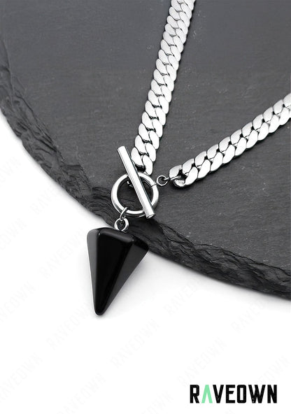 RAVEOWN | Collier Pendentif Techno noir | RÆVEN 40cm