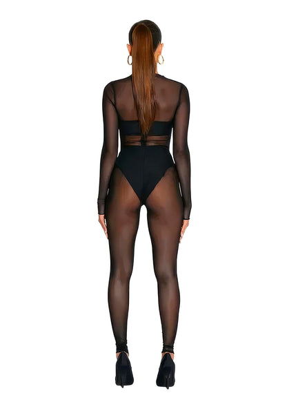 Raveown | Combinaison Moulante en Maille Noire
