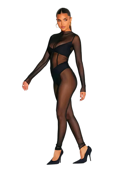 Raveown | Combinaison Moulante en Maille Noire