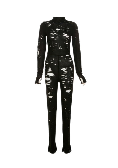 RAVEOWN | Combinaison Sexy Déchiré Noir / S