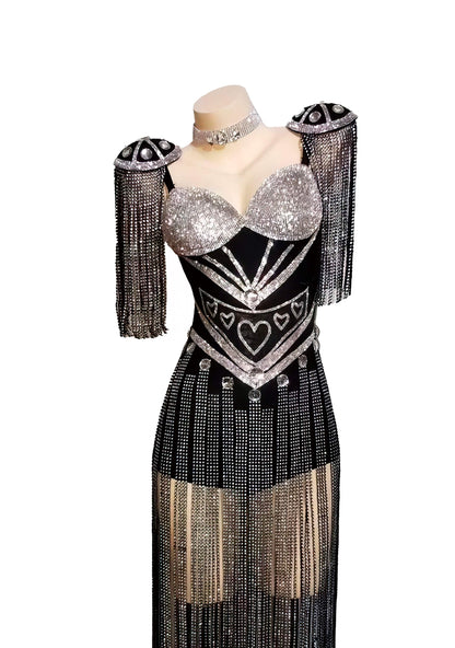 RAVEOWN | Costume Scintillant à Franges