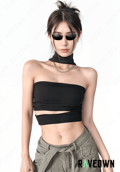 RAVEOWN | Crop top Bandeau Noir | High.Rave Noir / Unique