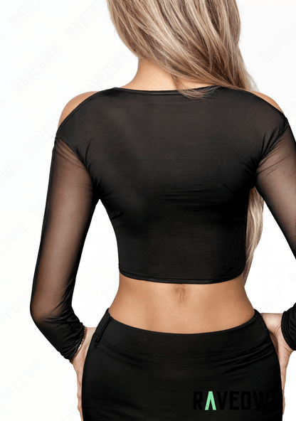 RAVEOWN | Crop Top Manche Longue Mesh | High.Rave
