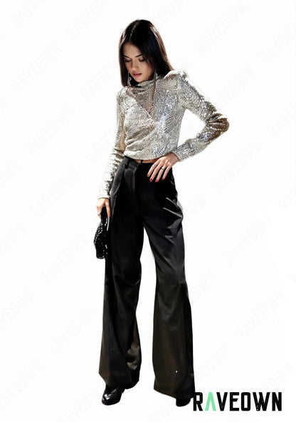 RAVEOWN | Crop Top Manches Longues | MOON SILVER