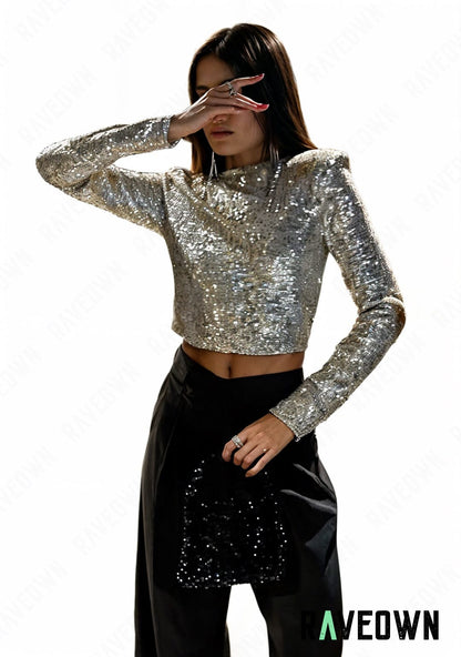 RAVEOWN | Crop Top Manches Longues | MOON SILVER