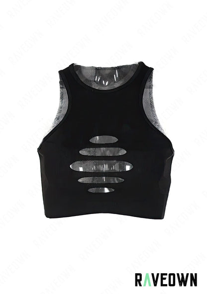 RAVEOWN | Crop Top Noir avec Fentes | EchoRave