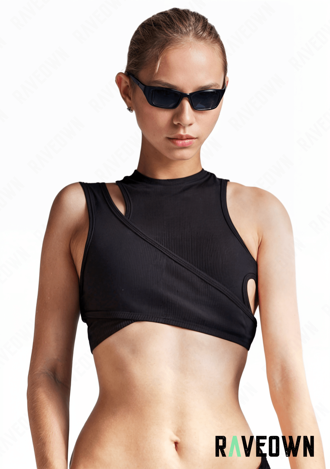 RAVEOWN | Crop Top Noir Découpe | EchoRave