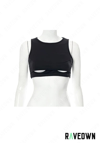 RAVEOWN | Crop Top Noir en dessous des seins | EchoRave