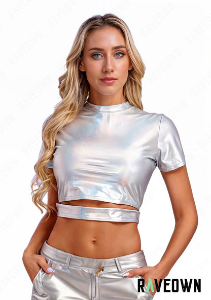 Crop top o3 | MOON SILVER Holo