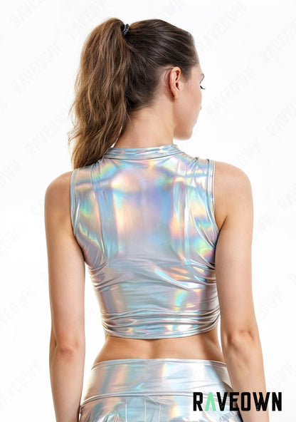 RAVEOWN | Crop Top Reflet | MOON SILVER Holo