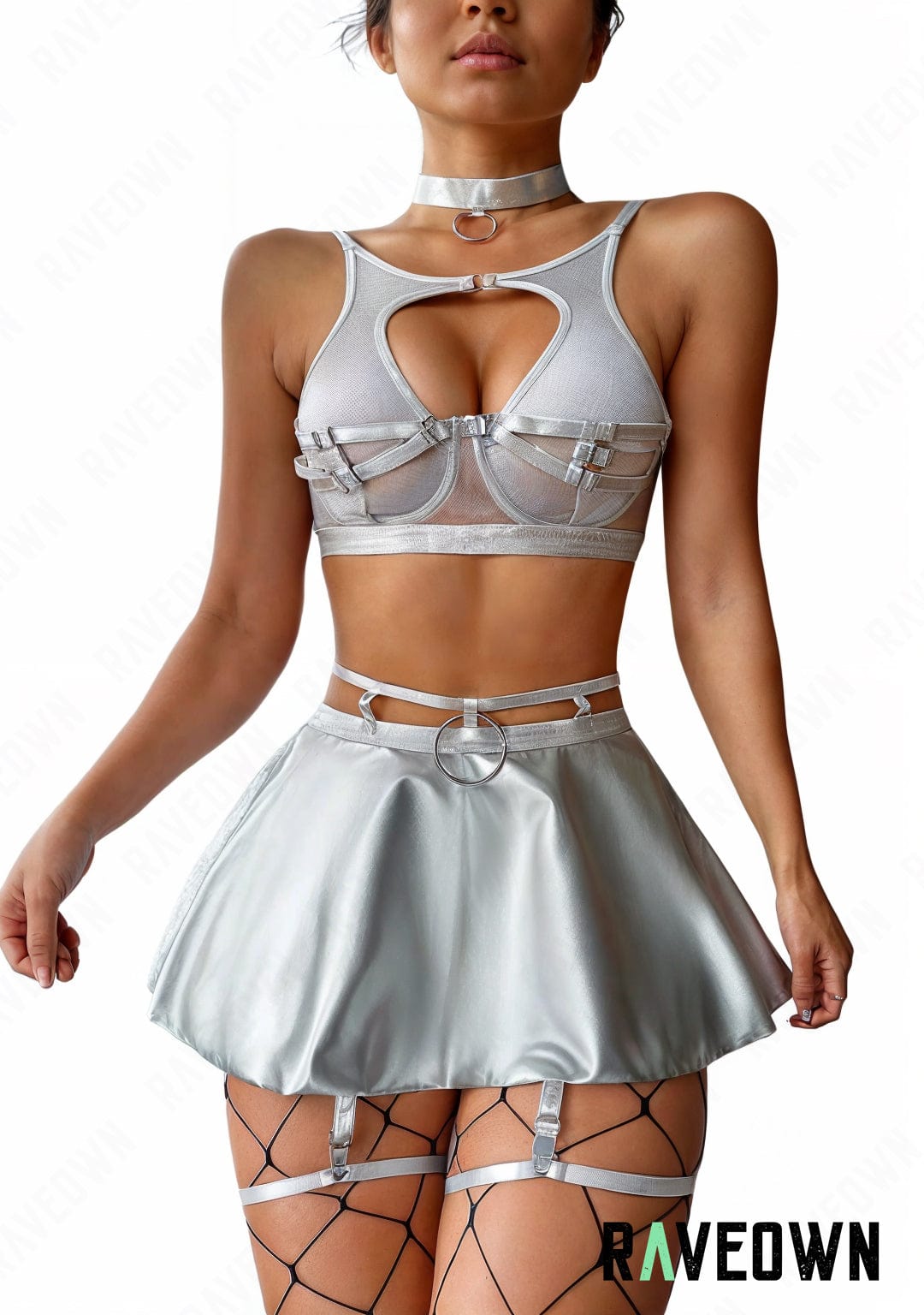 RAVEOWN | Ensemble 2 pièces Jupe et Crop Top | MOON SILVER