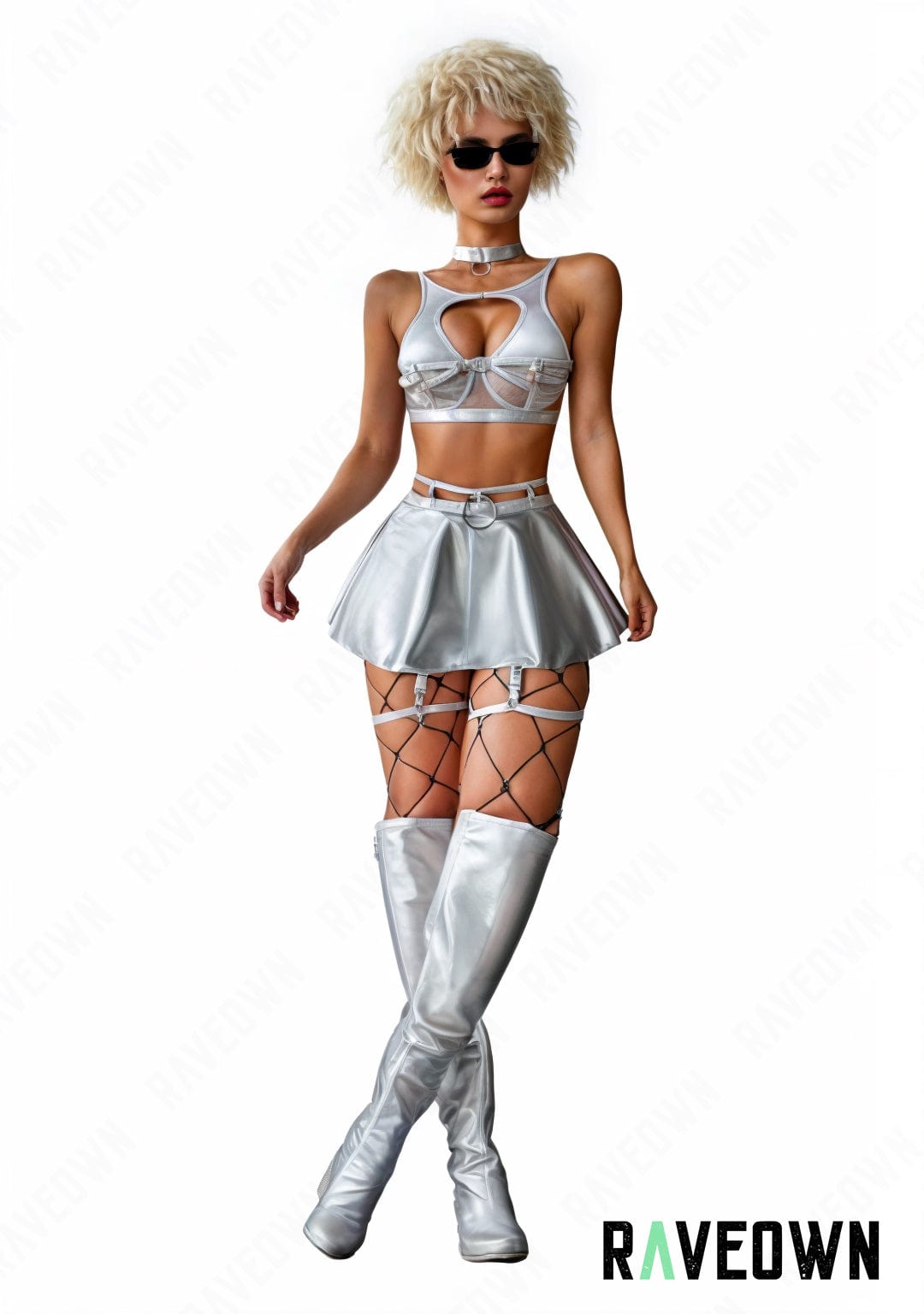 RAVEOWN | Ensemble 2 pièces Jupe et Crop Top | MOON SILVER