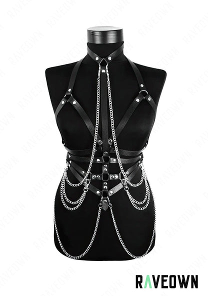 RAVEOWN | Grand Harnais avec Chaîne | Sm-Rave Noir