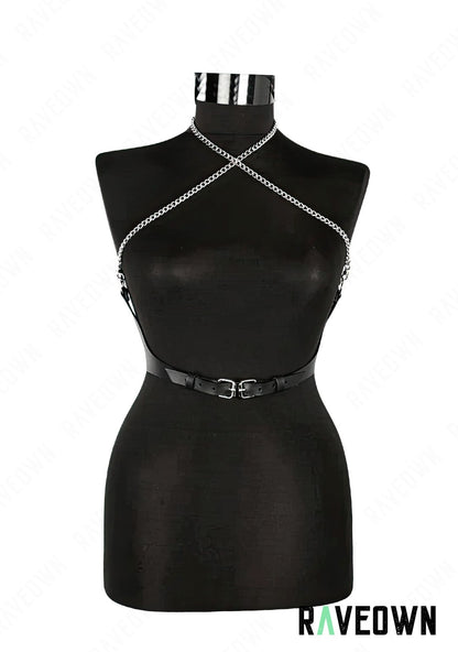 RAVEOWN | Harnais Chaîne Croisées | Sm-Rave Noir