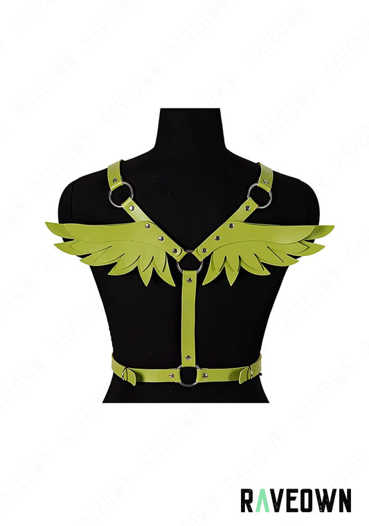 RAVEOWN | Harnais Cuir Ailé Vert | G.Rave Vert / 120cm