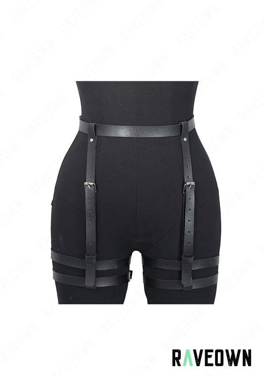 RAVEOWN | Harnais Cuir Hanches Femmes | Sm-Rave Noir
