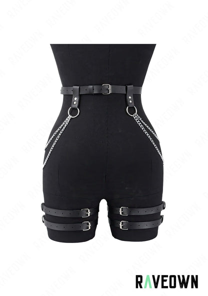 RAVEOWN | Harnais hanches Femme avec Chaines | Sm-Rave Noir