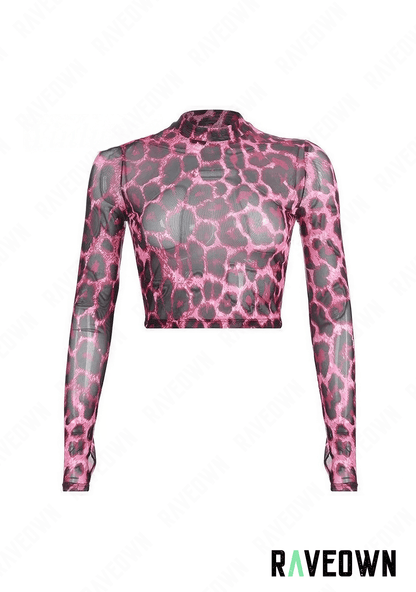 RAVEOWN | Haut Manches longues Rose Léopard | Sauvage