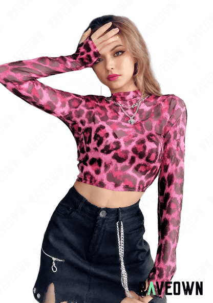RAVEOWN | Haut Manches longues Rose Léopard | Sauvage
