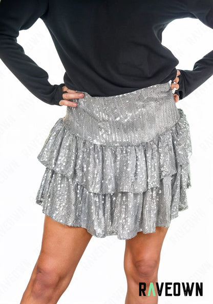 RAVEOWN | Jupe à Étages | MOON SILVER