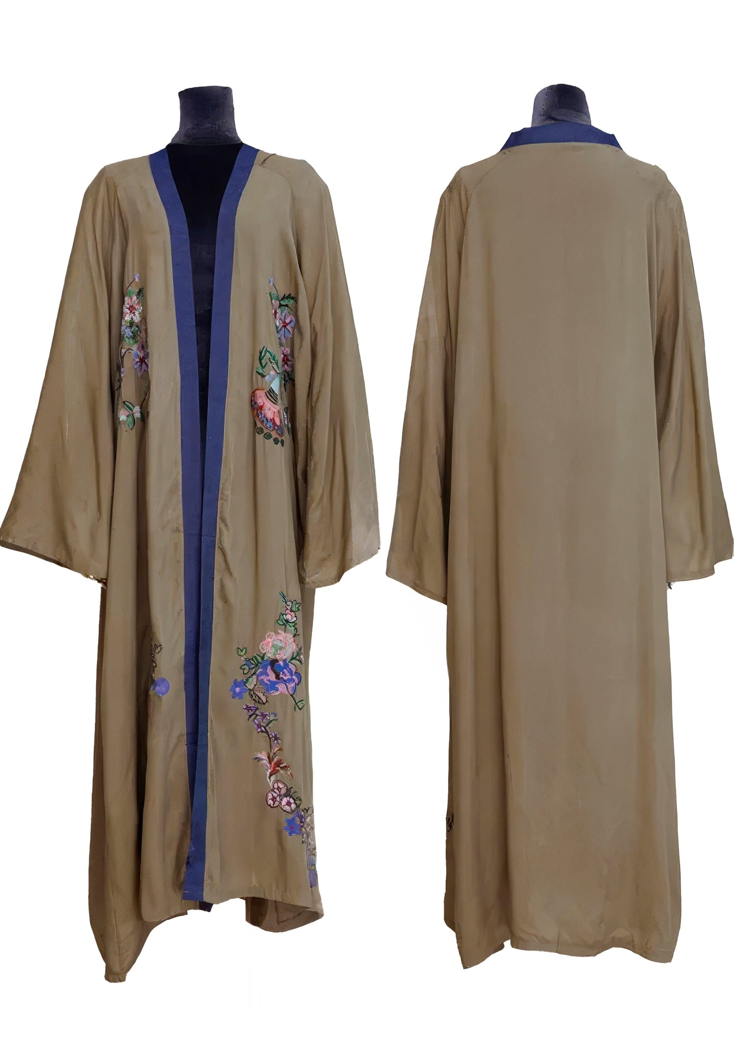 Raveown | Kimono Boho avec Broderie Florale Vert Army