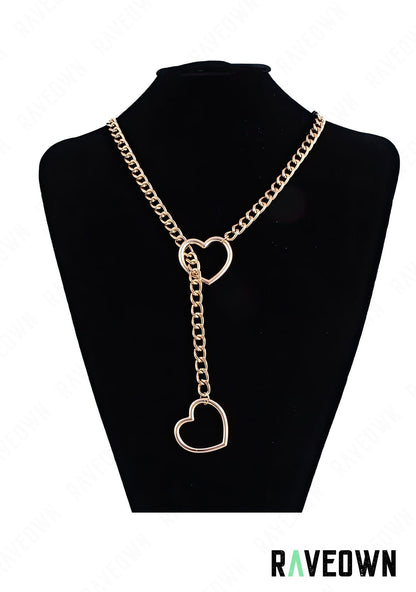 RAVEOWN | Long Collier à Serrer Chaîne cœur | RÆVEN Doré / 70 cm