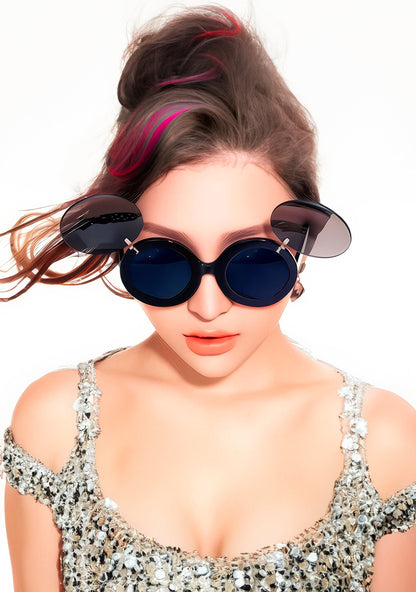 RAVEOWN | Lunette Ronde Pliable | Raccoon Noir Gris