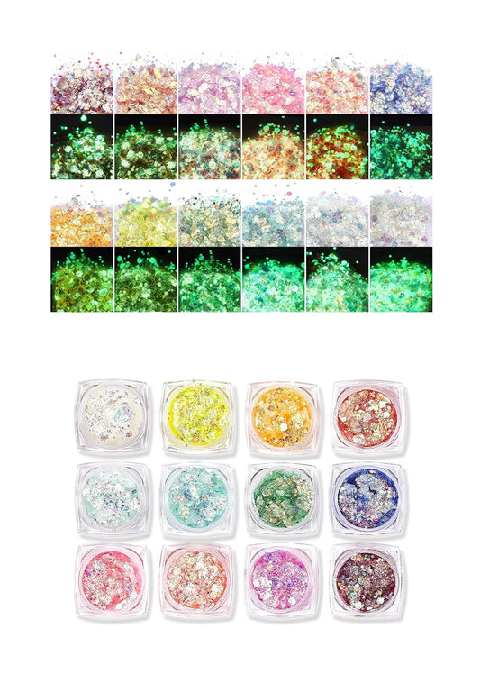 RAVEOWN | Maquillage Paillettes Et Phosphorescents 12 PCS / CHINA