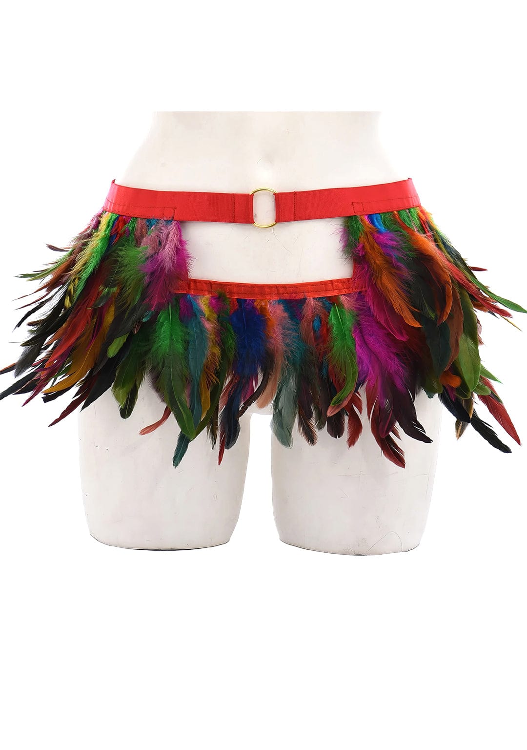 RAVEOWN | Mini-Jupe Plumage | RavenGlow Rouge Multi / Taille Unique