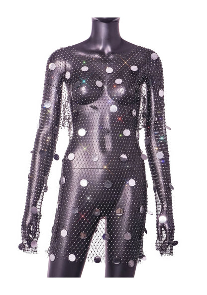 RAVEOWN | Robe en Maille Transparente Miroir