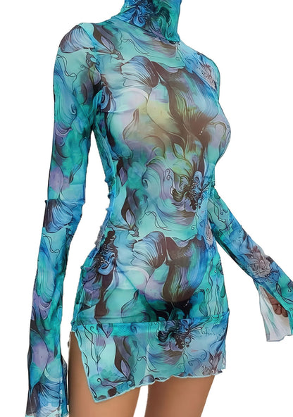 RAVEOWN | Robe Manche Longue et col haut | Abstract