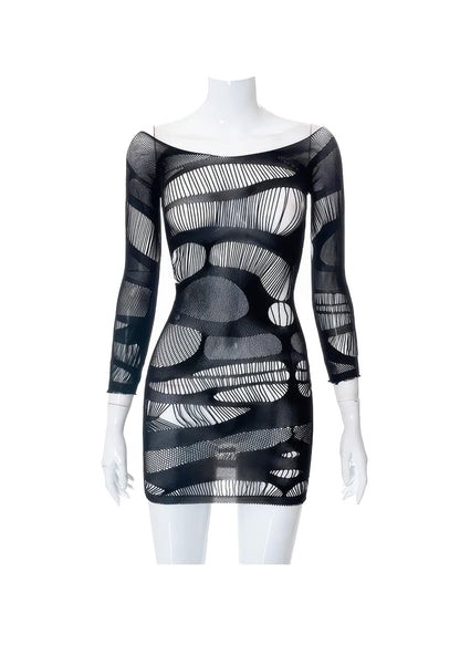 RAVEOWN | Robe Rave Résille Noir