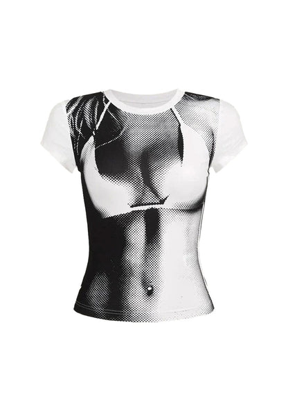 RAVEOWN | T-shirt Manche courte Buste Noir et Blanc | Abstract