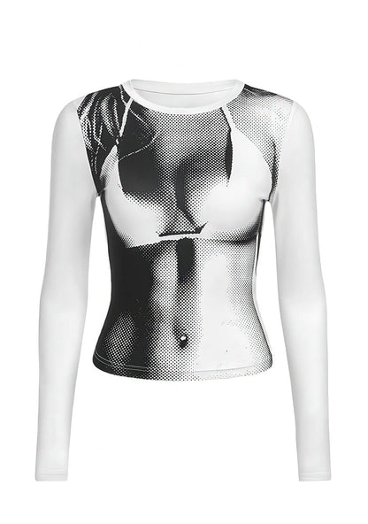 RAVEOWN | T-shirt Manche longues Buste Noir et Blanc | Abstract