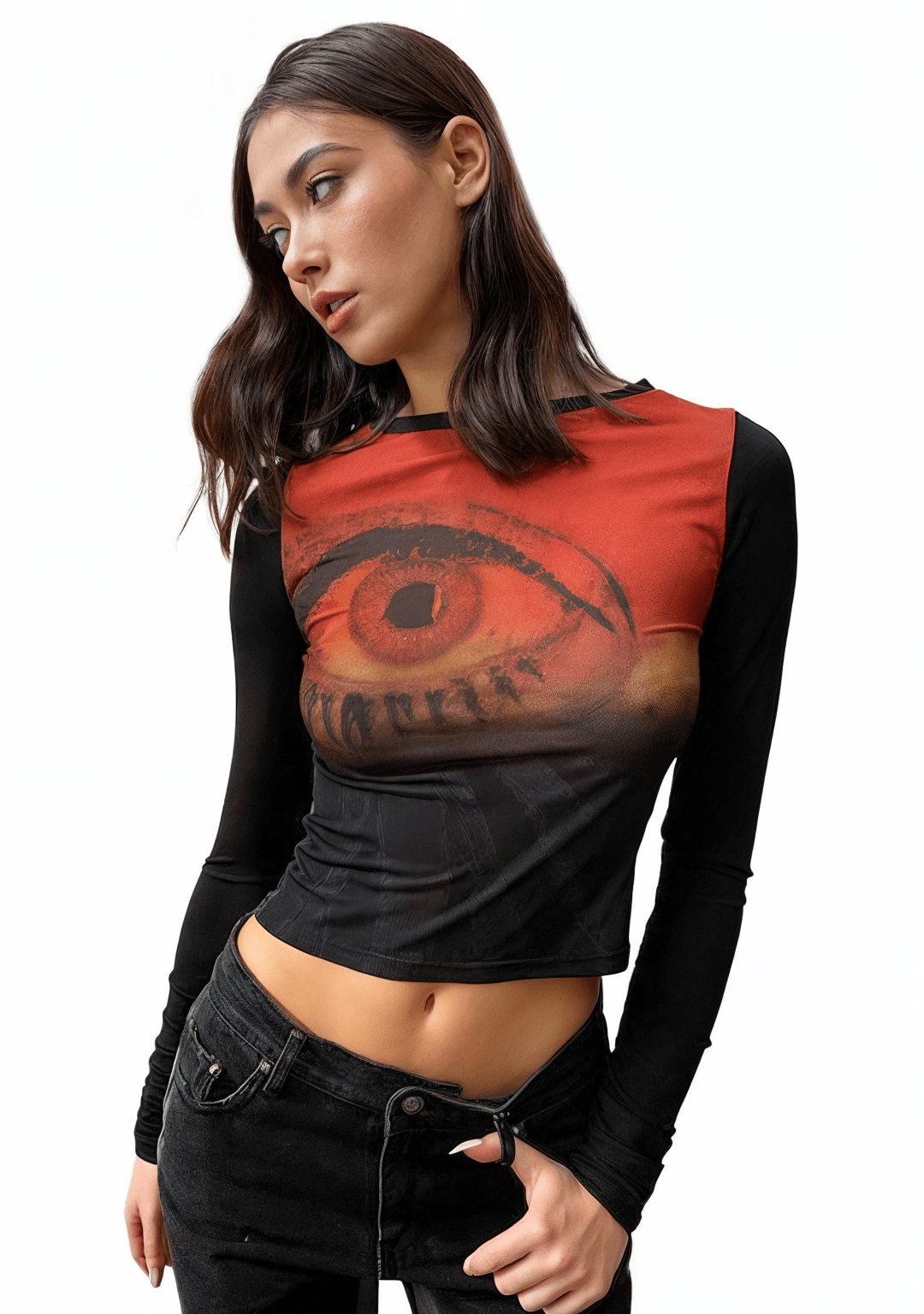 T-shirt Manches longues motif Yeux | Abstract