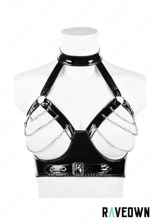 RAVEOWN | Top Brassière Chaînes | High.Rave Noir / S