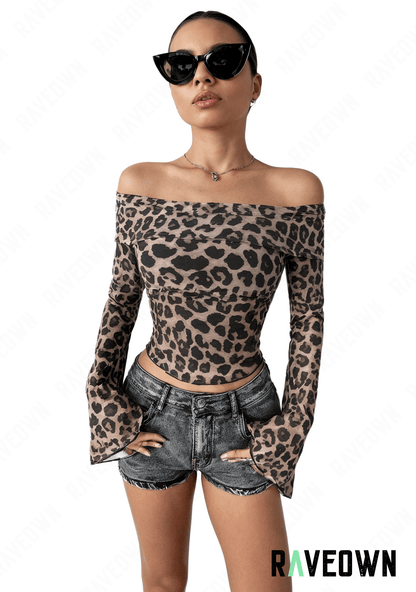 RAVEOWN | Top Léopard Épaules Dénudées | SAUVAGE