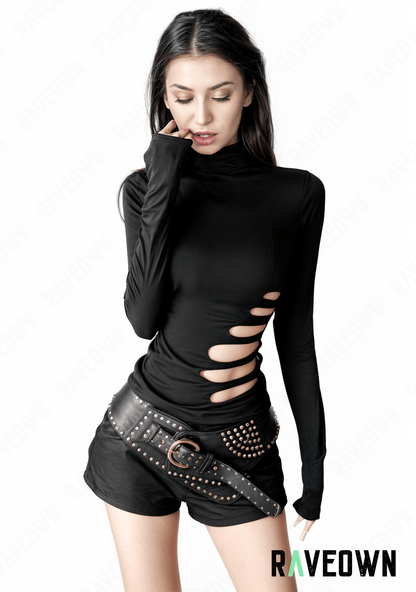 RAVEOWN | Top Noir Col Montant | High.Rave