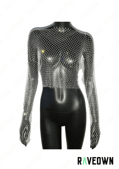 RAVEOWN | Top Strass Transparent | Huge.Stars Argenté / S