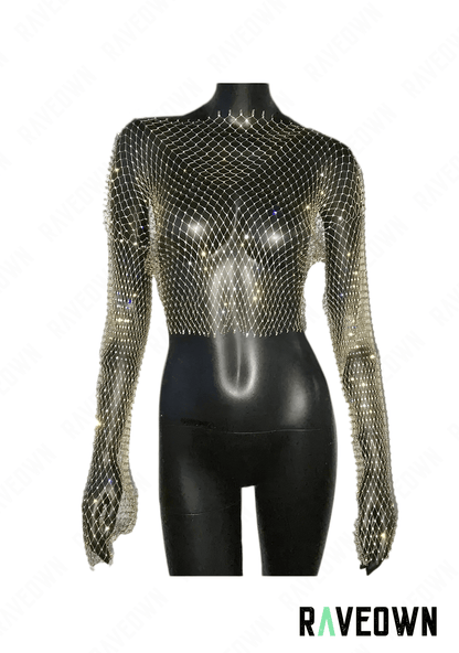 RAVEOWN | Top Strass Transparent | Huge.Stars Doré / S