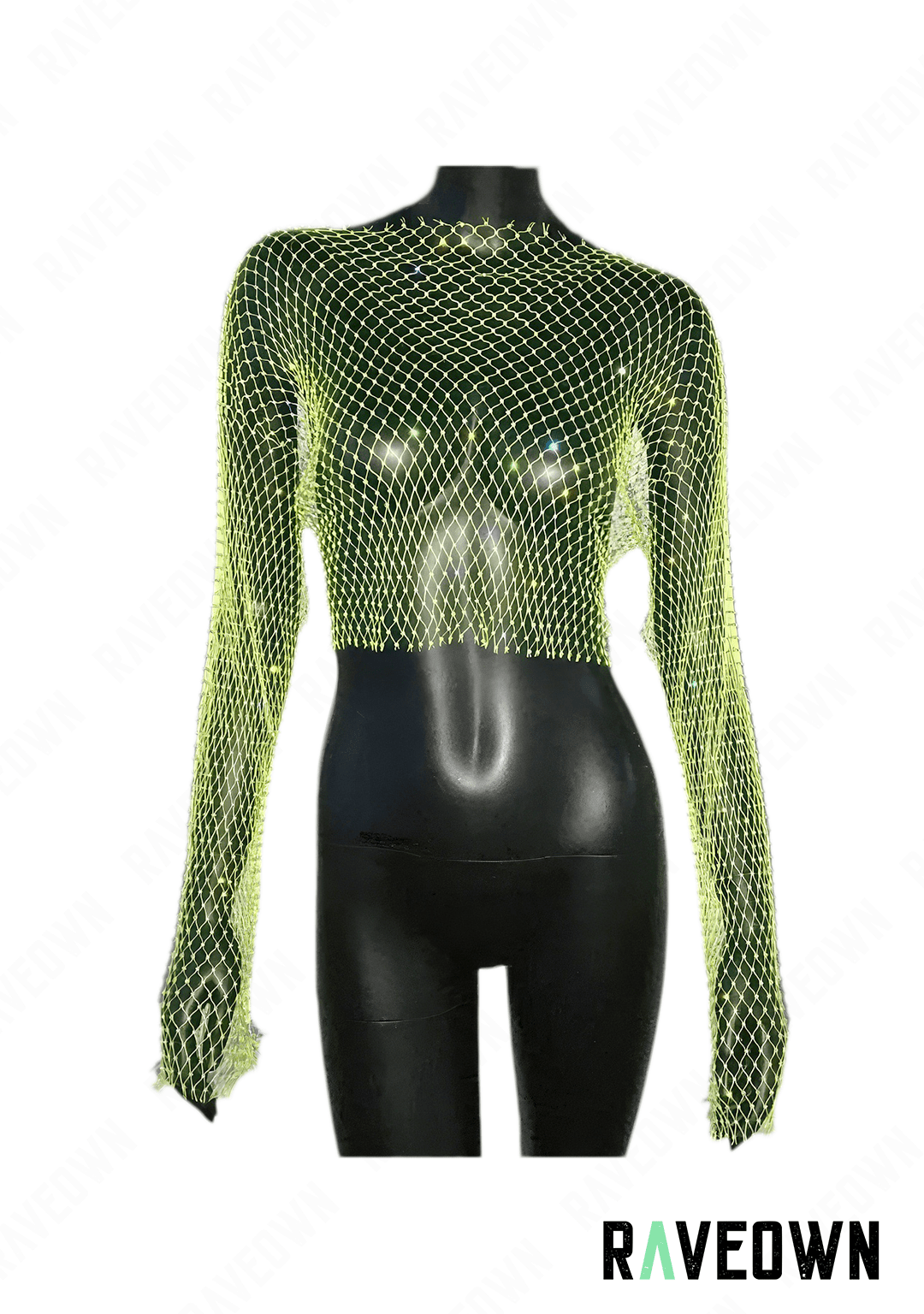 RAVEOWN | Top Strass Transparent | Huge.Stars Vert / S