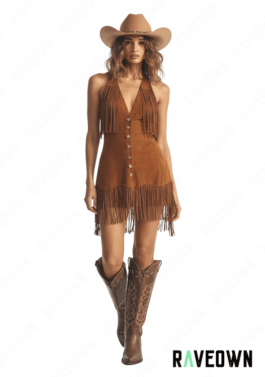 Robe à Frange Camel | BOHO Spirit
