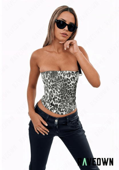 Top Léopard | Sauvage | RAVEOWN Gris / S